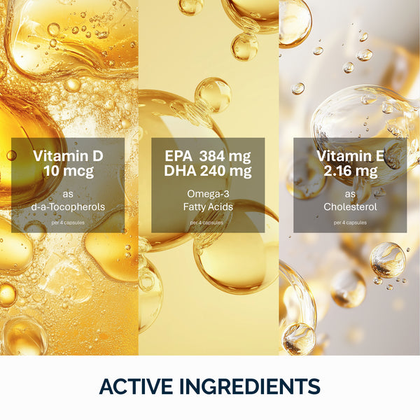 儿童Omega-3咀嚼胶囊，含维生素D，鱼明胶 - 120粒