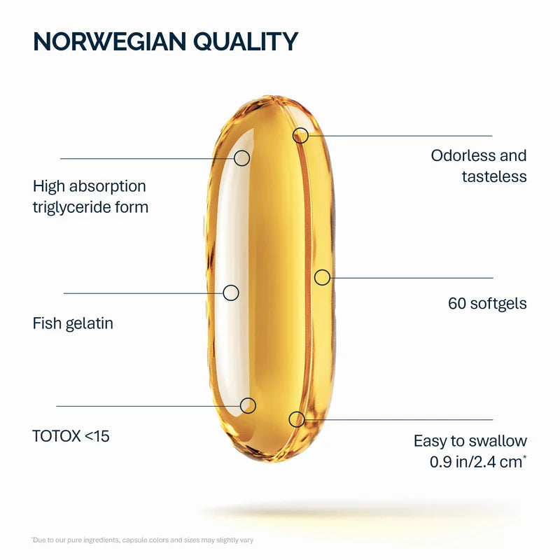 Omega-3 鱼油 1000 毫克 - 60 粒胶囊