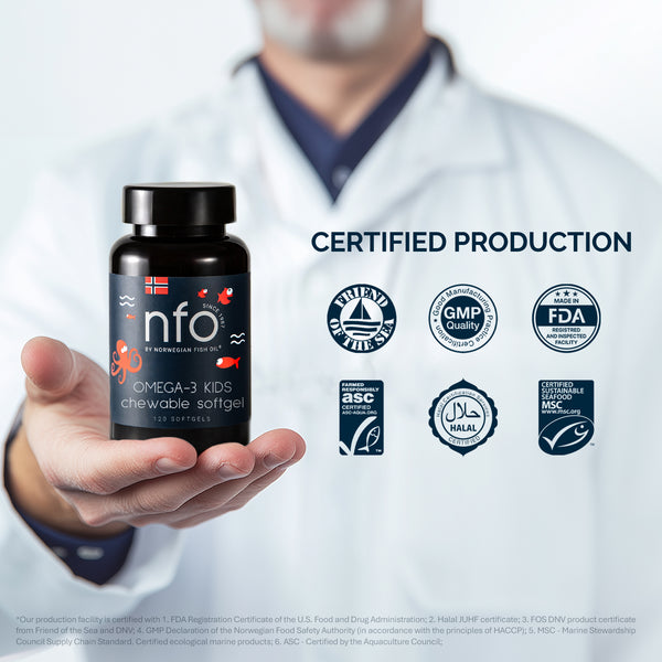 儿童Omega-3咀嚼胶囊，含维生素D，鱼明胶 - 120粒