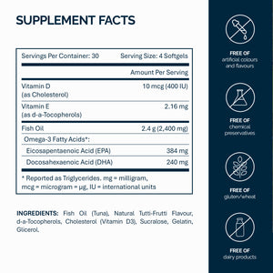 儿童Omega-3咀嚼胶囊，含维生素D，鱼明胶 - 120粒