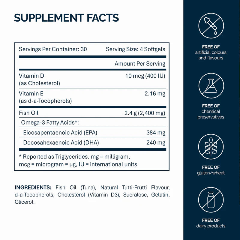 NFO® Omega-3 儿童咀嚼胶囊配维生素D - 120粒胶囊