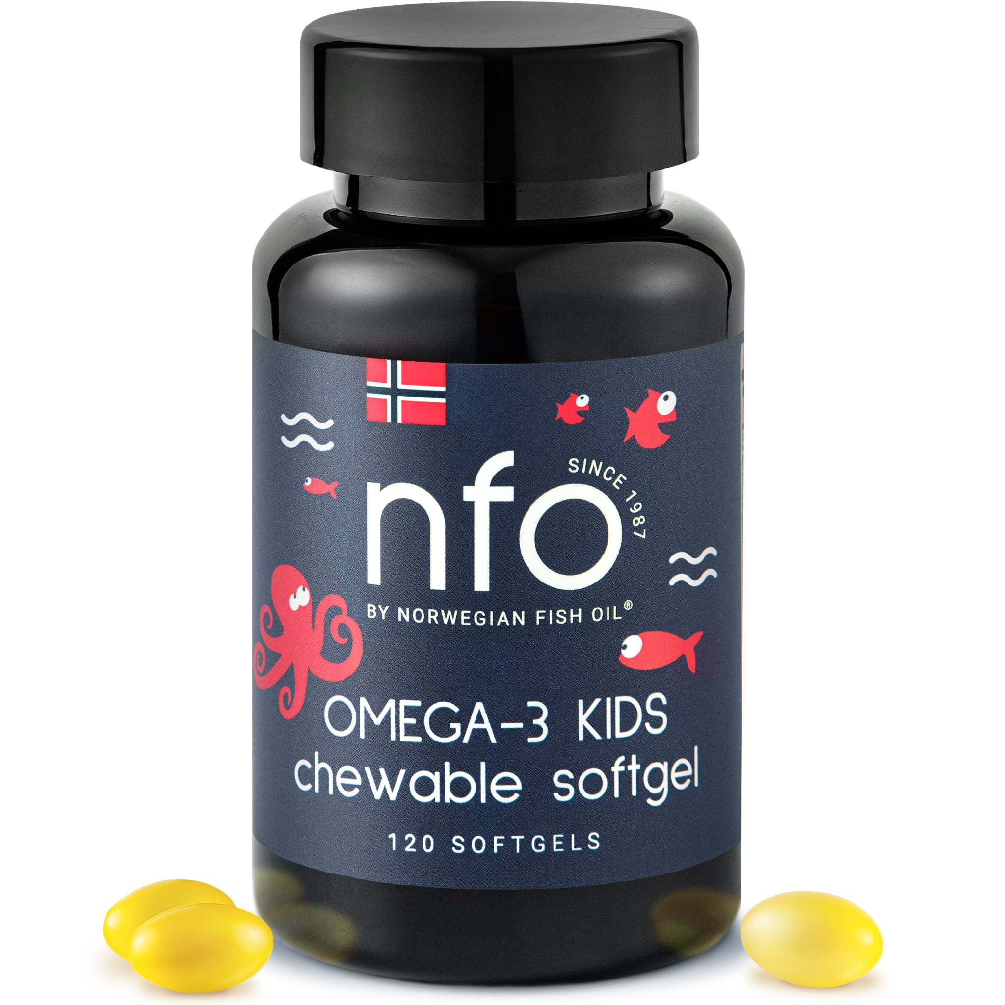 NFO® Omega-3 儿童咀嚼胶囊配维生素D - 120粒胶囊